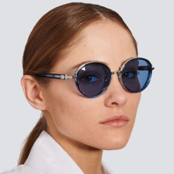NEW BALMAIN CROISSY BPS-126C WOMEN SILVER/BLUE SUNGLASSES